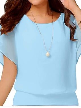 Light Blue Women's Boatneck Blouse